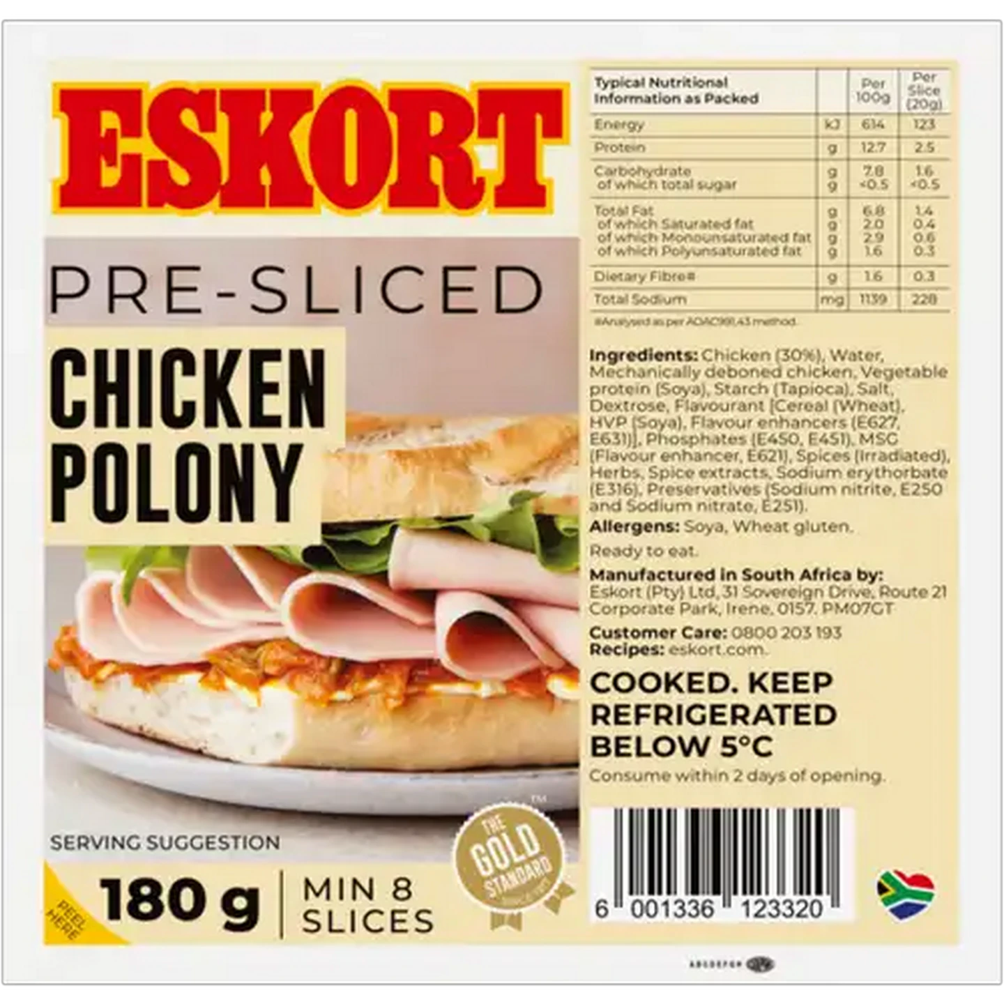 Image of Eskort Pre-Sliced Chicken Polony 180g