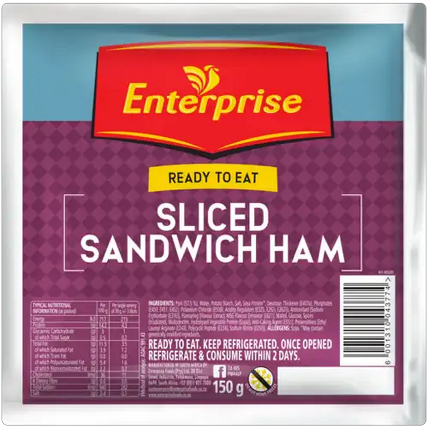 Image of Enterprise Ready-To-Eat Sliced Sandwich Ham 150g
