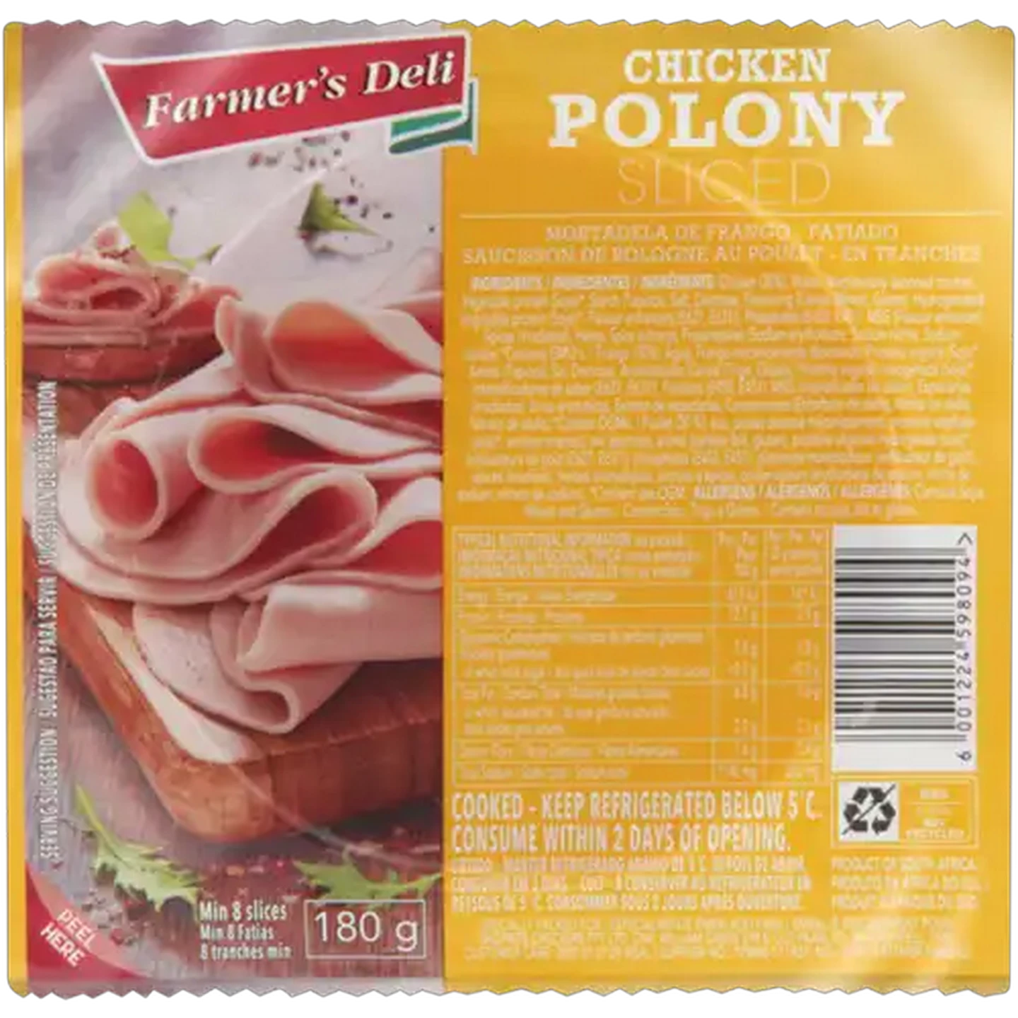 Image of Farmer's Deli Sliced Chicken Polony 180g