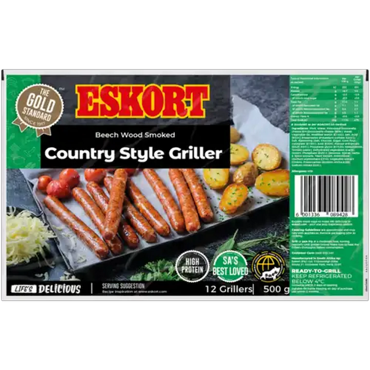 Image of Eskort Beech Wood Smoked Country Style Griller Sausages 500g