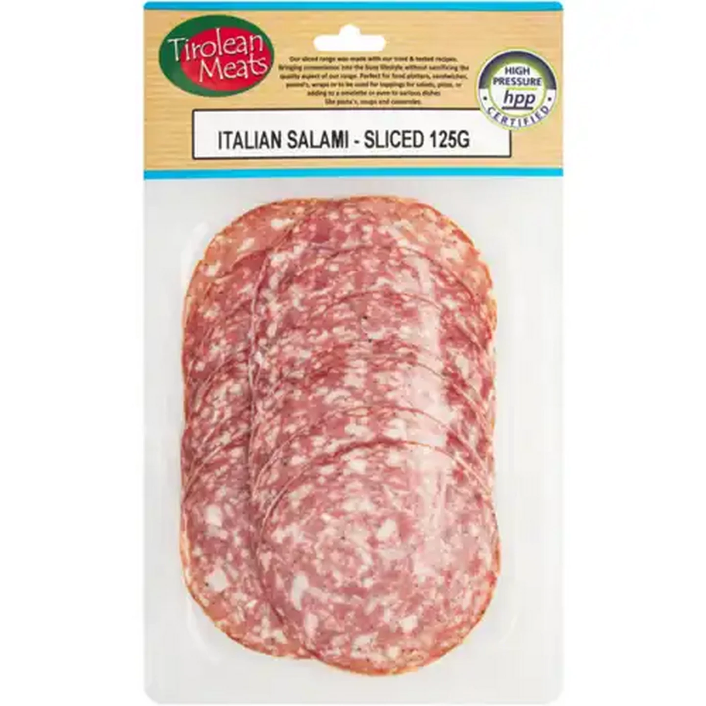 Image of Tirolean Meats Sliced Italian Salami 125g
