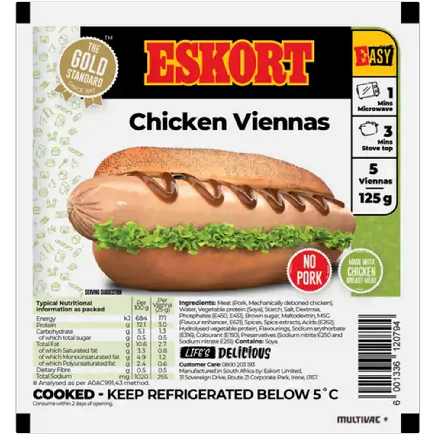 Image of Eskort Chicken Viennas 5 Pack
