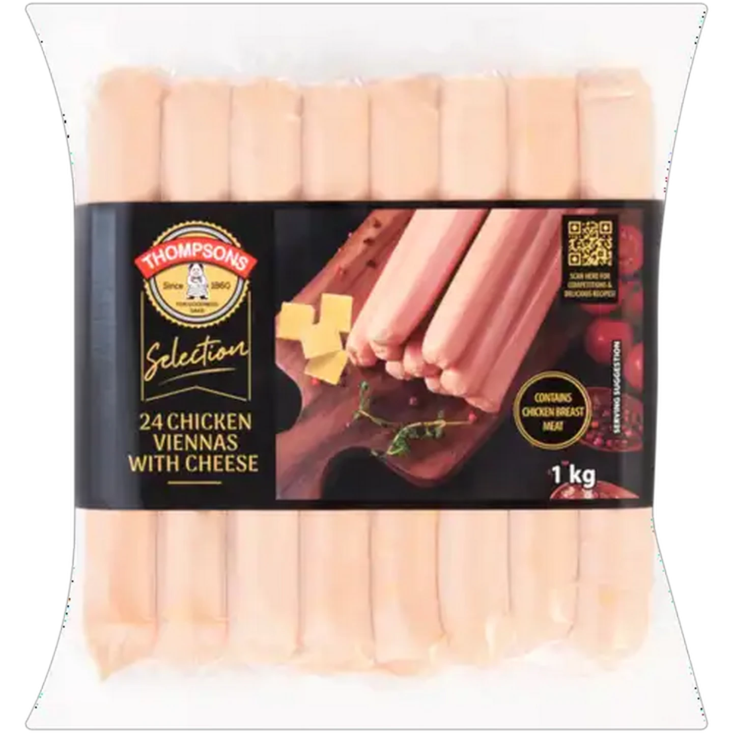 Image of Thompsons Chicken Viennas With Cheese 24 Pack