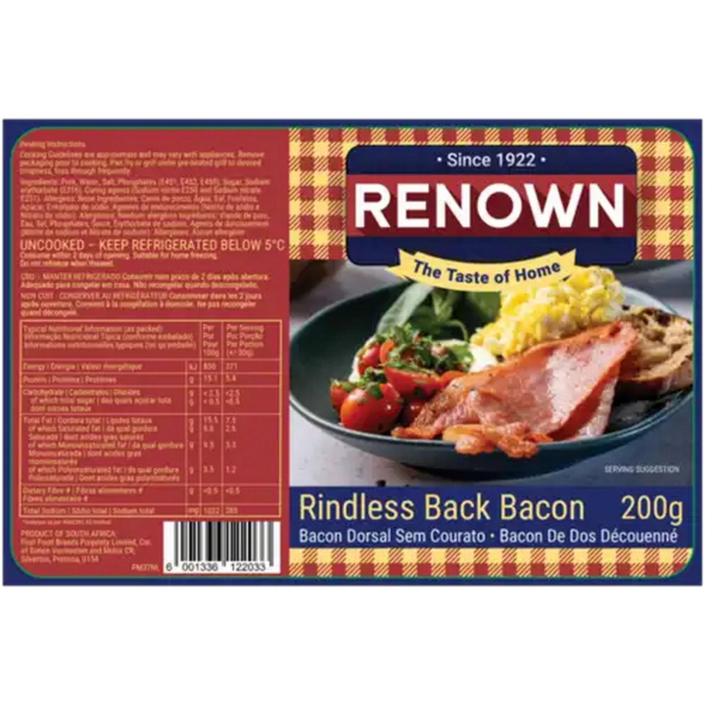 Image of Renown Rindless Back Bacon 200g