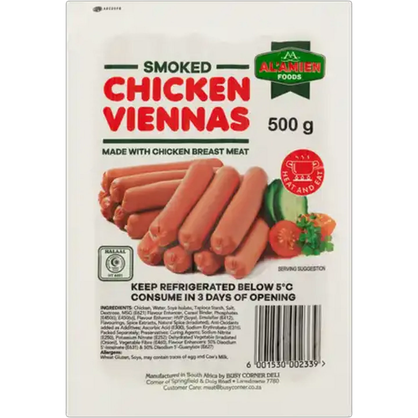 Image of Al-Amien Foods Smoked Chicken Viennas 500g