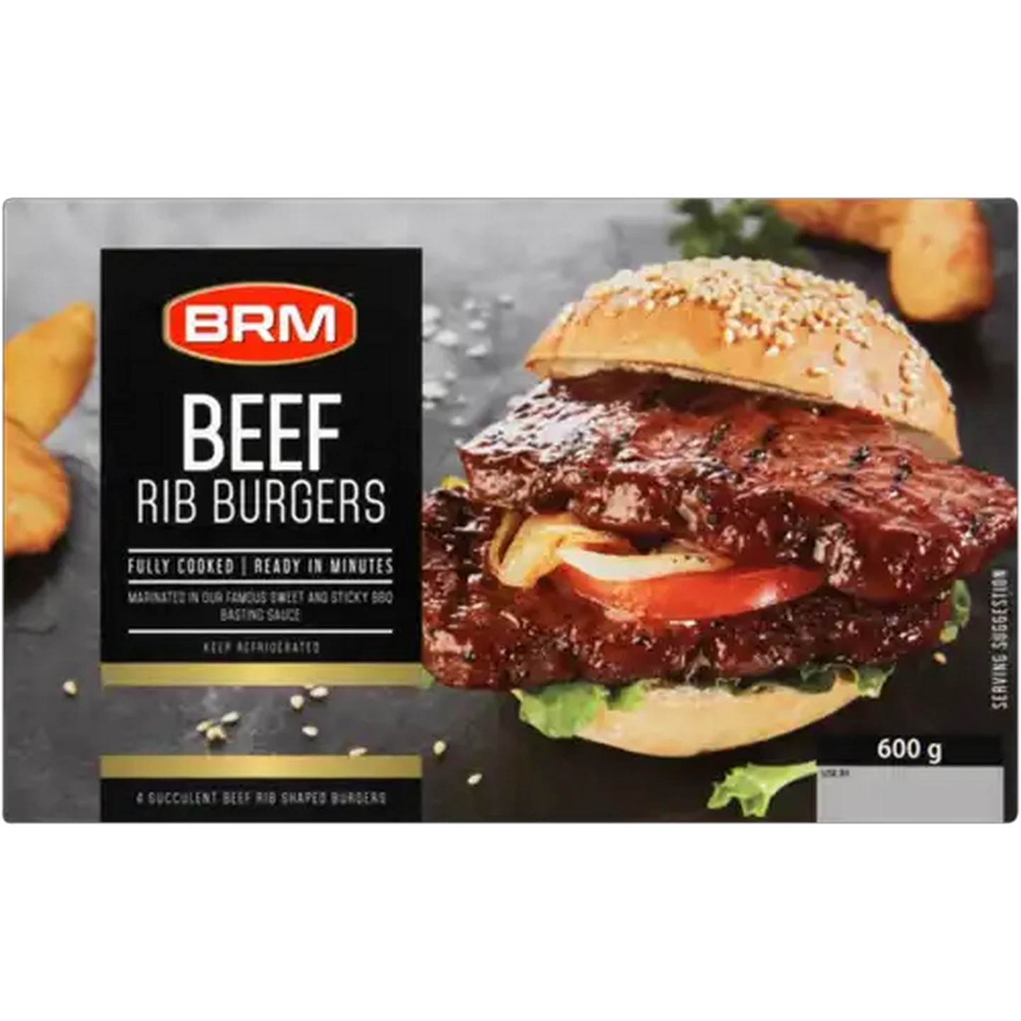 Image of BRM Frozen Beef Rib Burgers 4 Pack