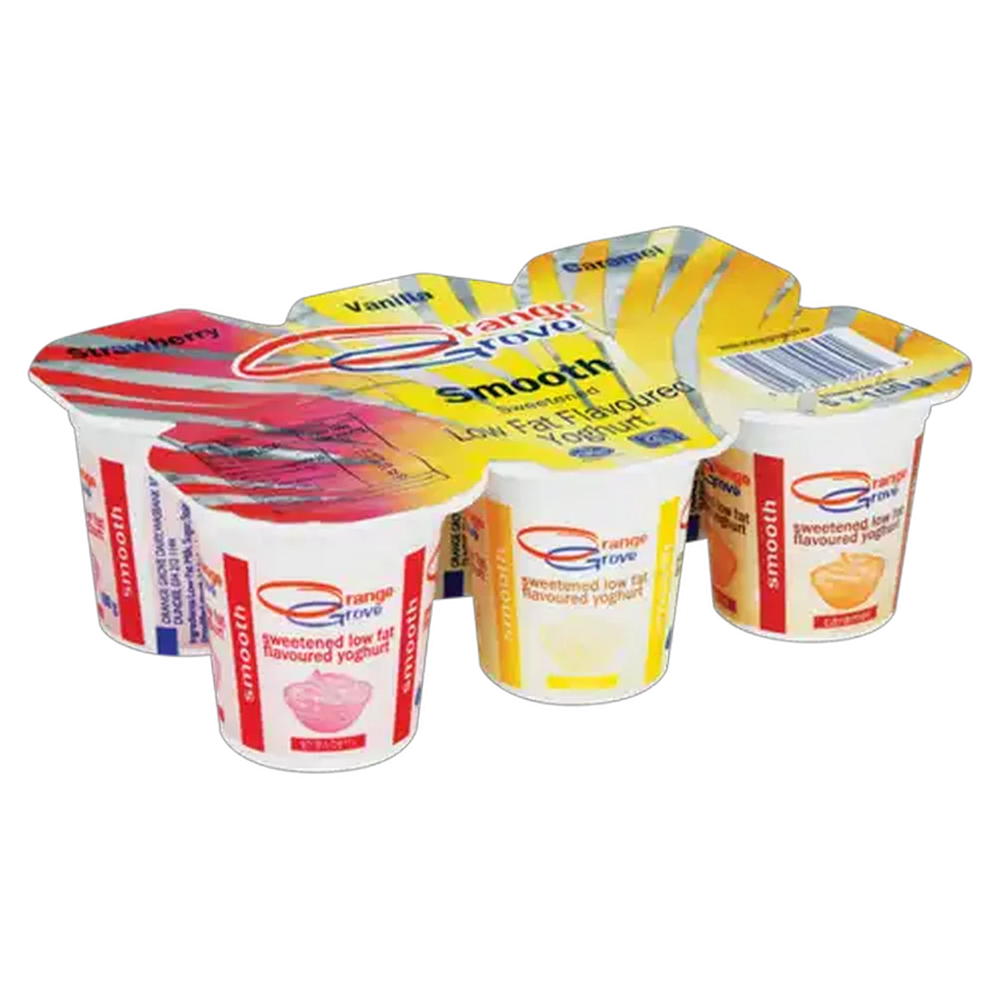 Image of Orange Grove Sweetend Low Fat Strawberry, Vanilla, Caramel Yoghurt 6 x 100g