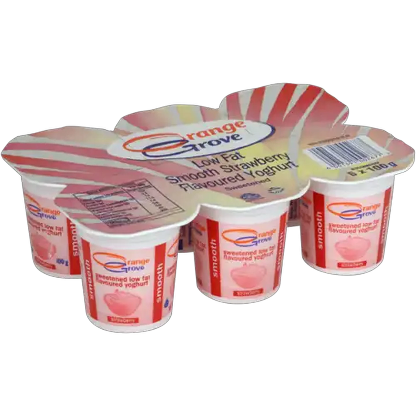 Image of Orange Grove Strawberry Flavoured Low Fat Smooth Yoghurt 6 x 100g