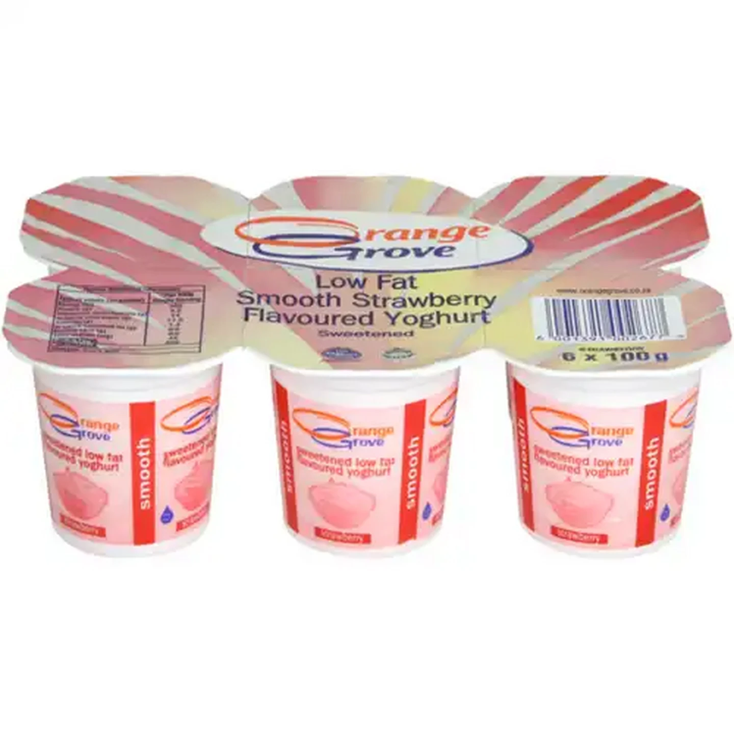 Image of Orange Grove Strawberry Flavoured Low Fat Smooth Yoghurt 6 x 100g