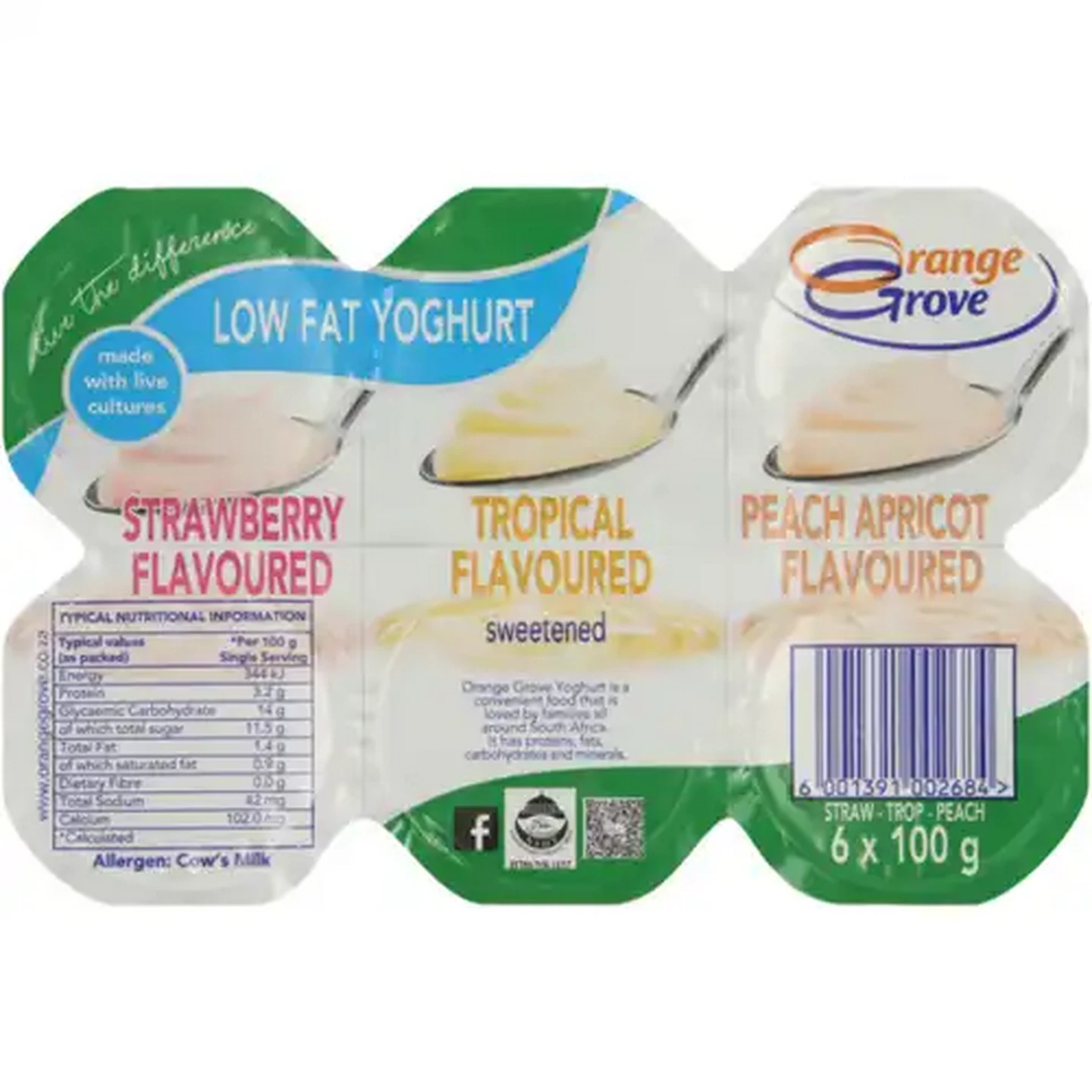 Image of Orange Grove Assorted Low Fat Smooth Yoghurt 6 x 100g
