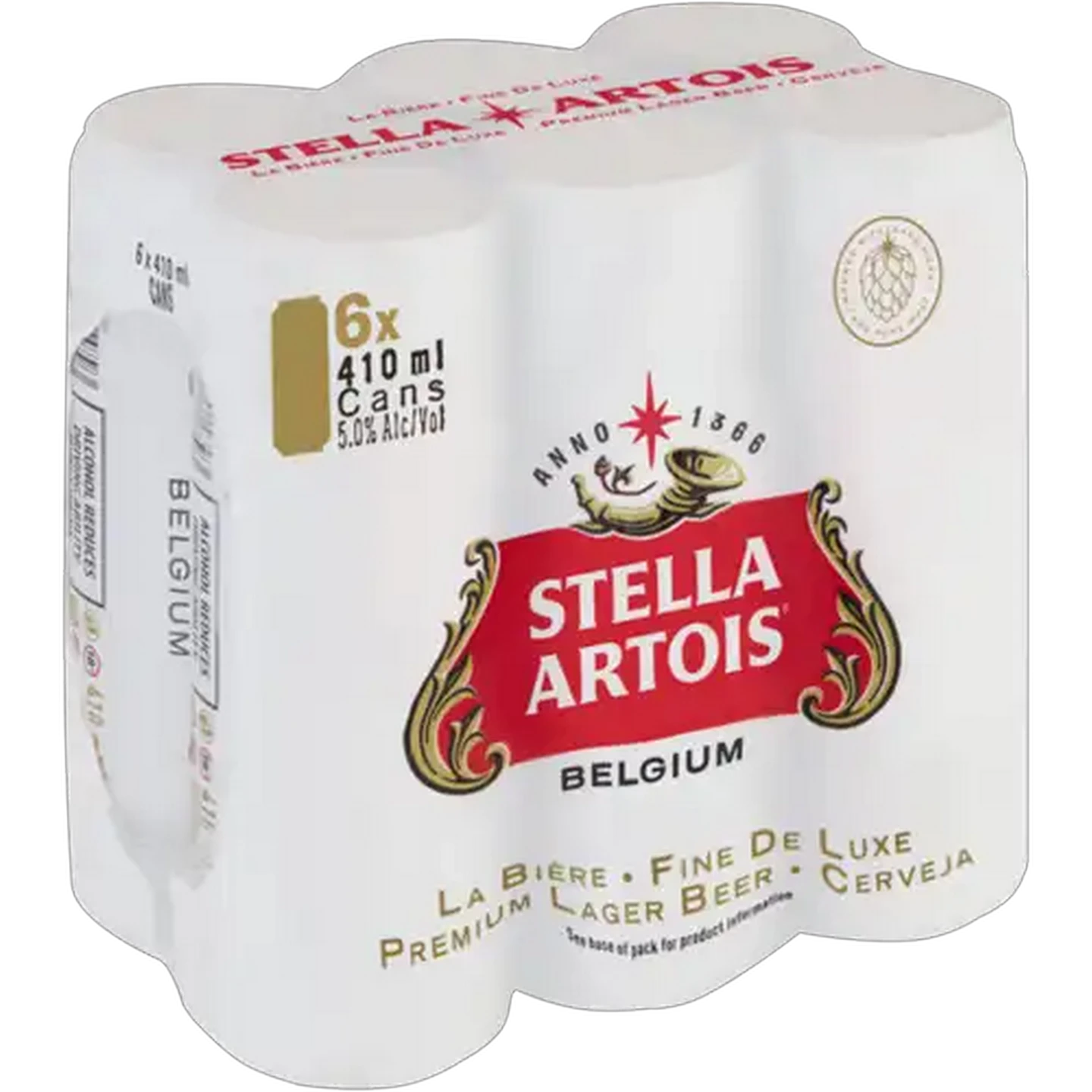 Image of Stella Artois Pure Malt Lager Beer Cans 6 x 410ml