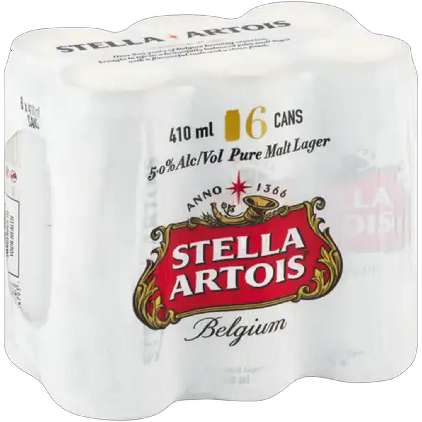 Image of Stella Artois Pure Malt Lager Beer Cans 6 x 410ml