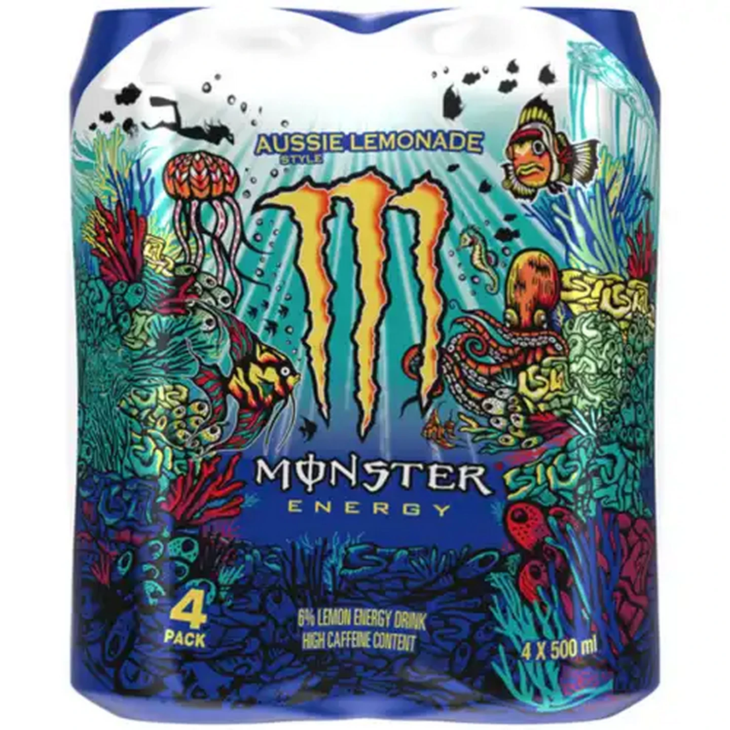Image of Monster Aussie Style Lemonade Energy Drink 4 x 500ml