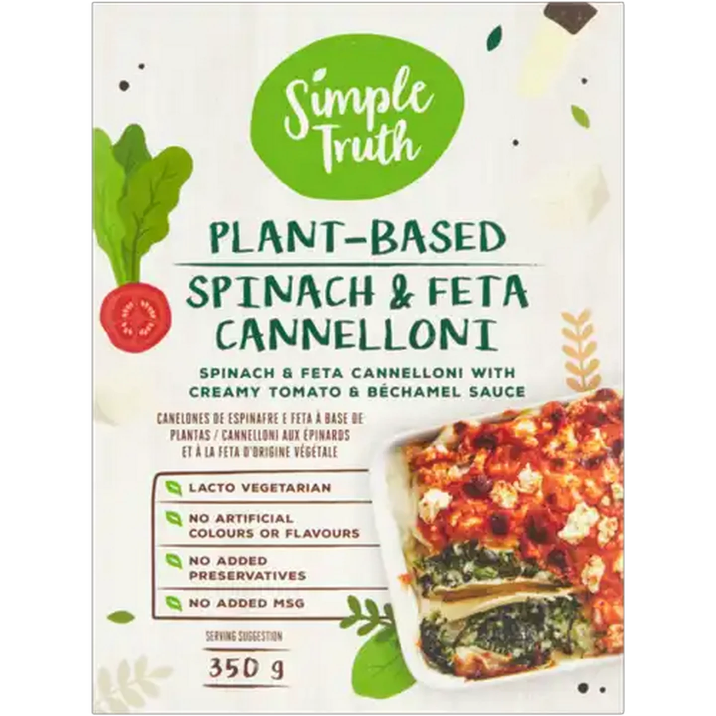 Image of Simple Truth Frozen Plant-Based Spinach & Feta Cannelloni 350g