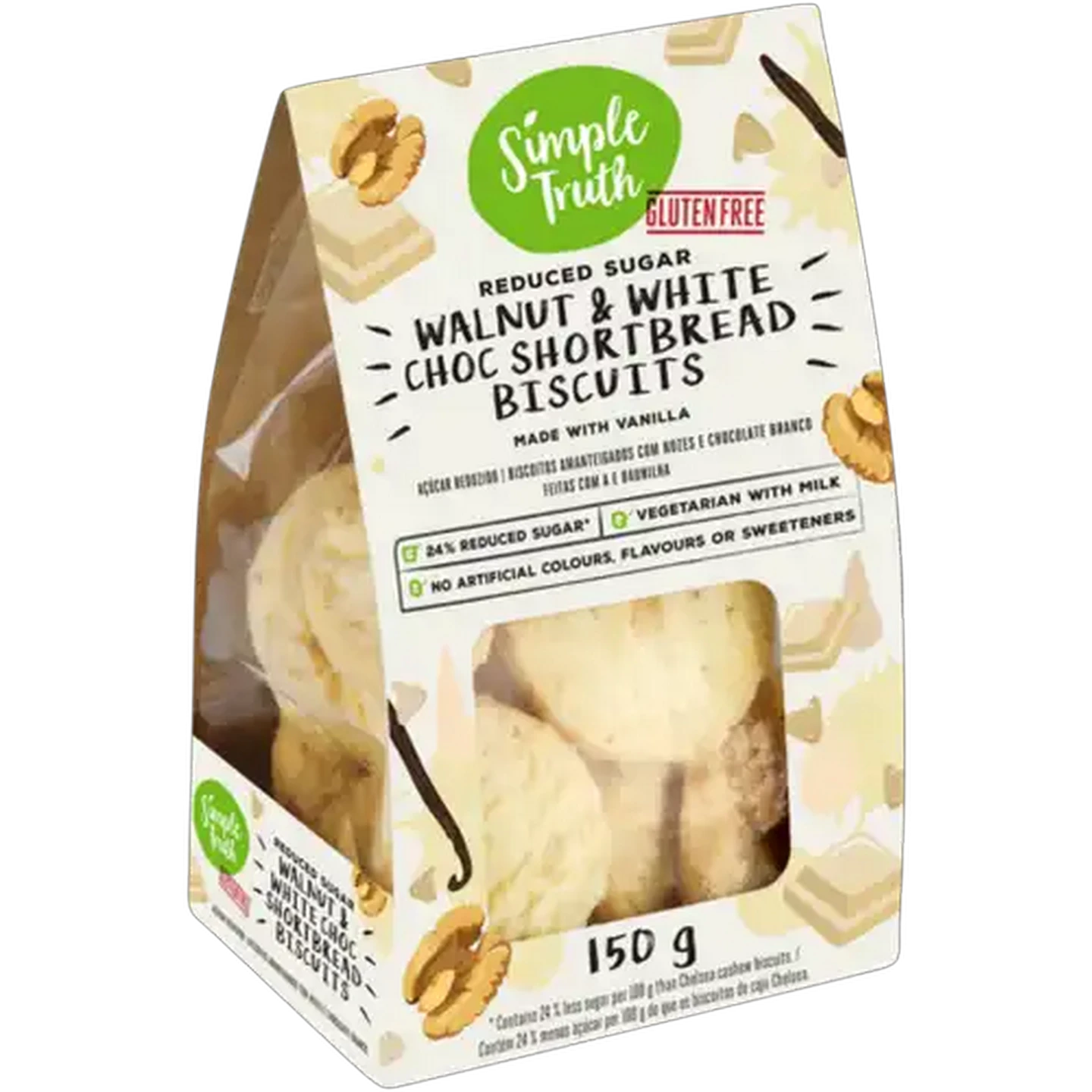 Image of Simple Truth Reduced Sugar Walnut & White Choc Shortbread Biscuits 150g