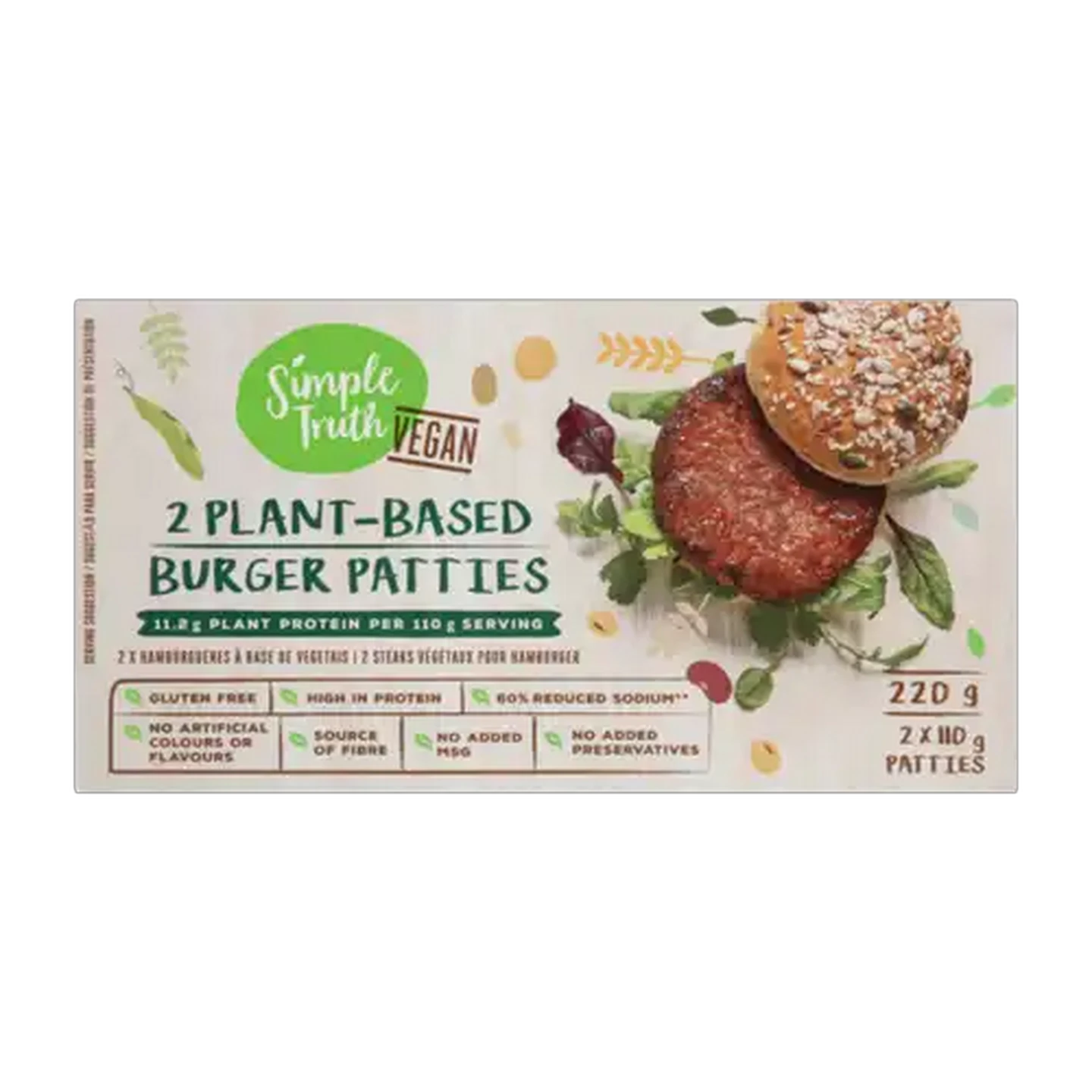 Image of Simple Truth Frozen Plant Based Burger Patties 220g