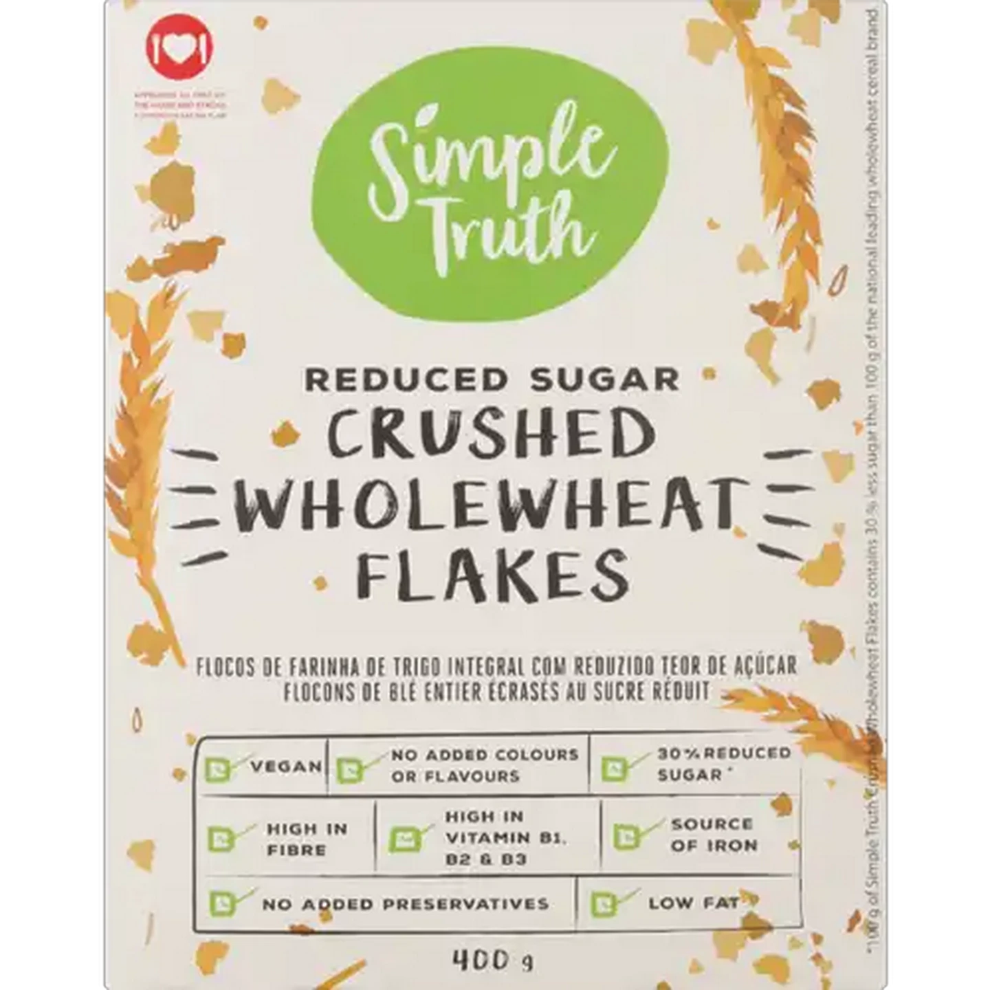 Image of Simple Truth Reduced Sugar Crushed Wholewheat Flakes 400g
