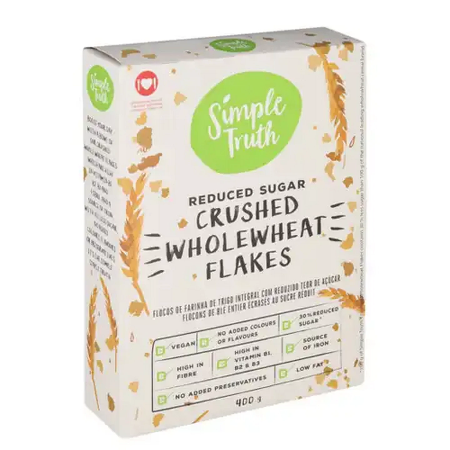 Image of Simple Truth Reduced Sugar Crushed Wholewheat Flakes 400g