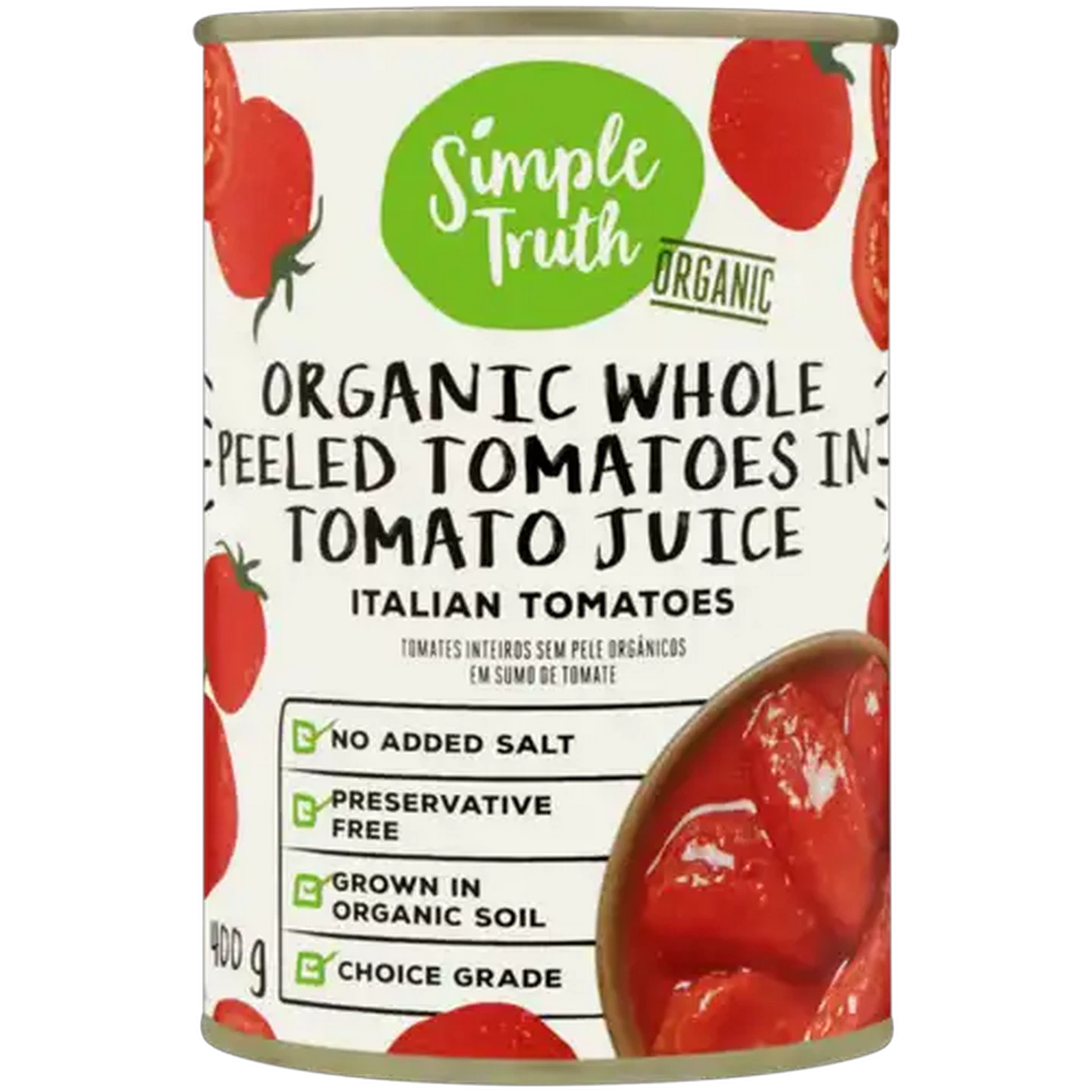 Image of Simple Truth Organic Whole Peeled Tomatoes in Tomato Juice 400g