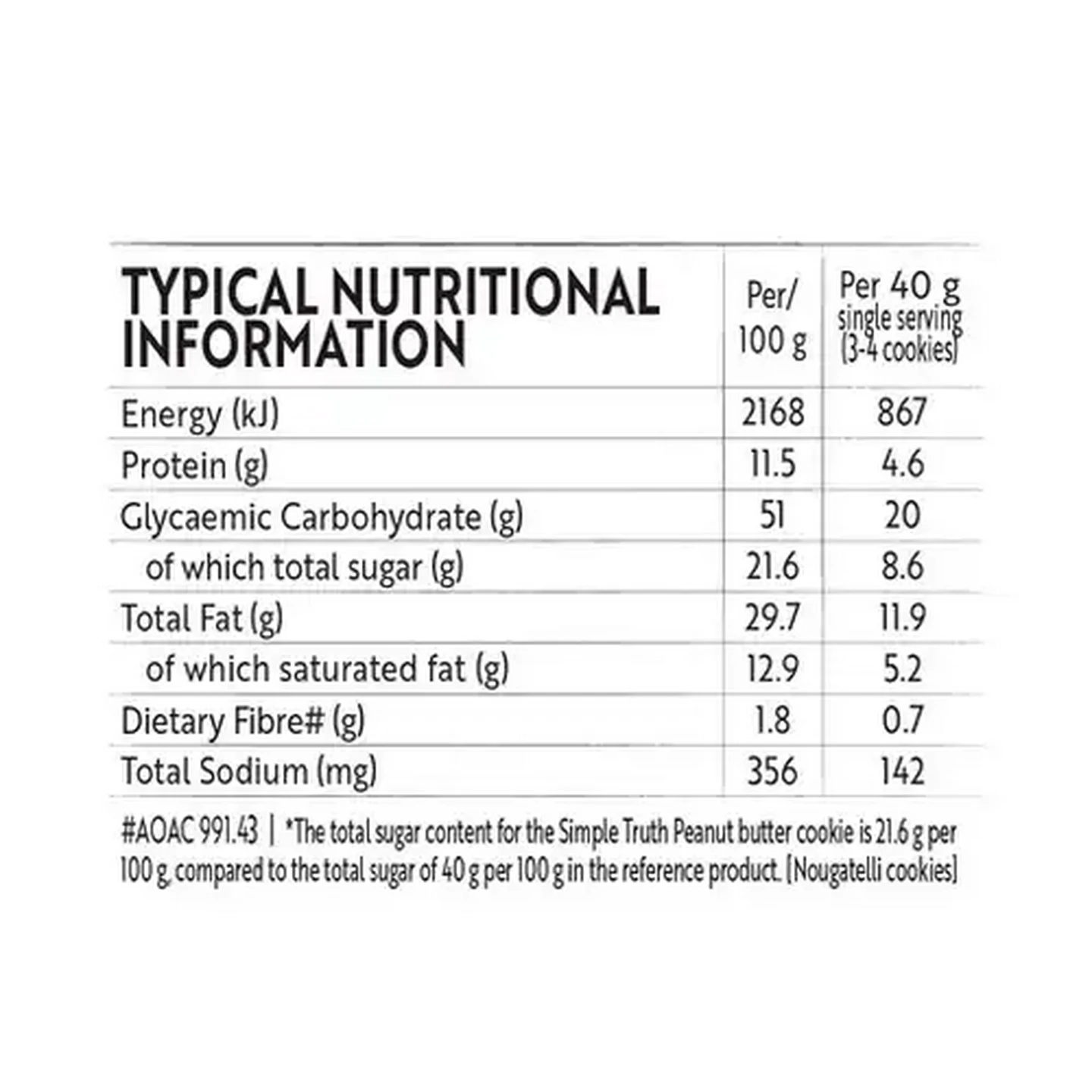 Image of Simple Truth Reduced Sugar Peanut Butter Cookies 150g