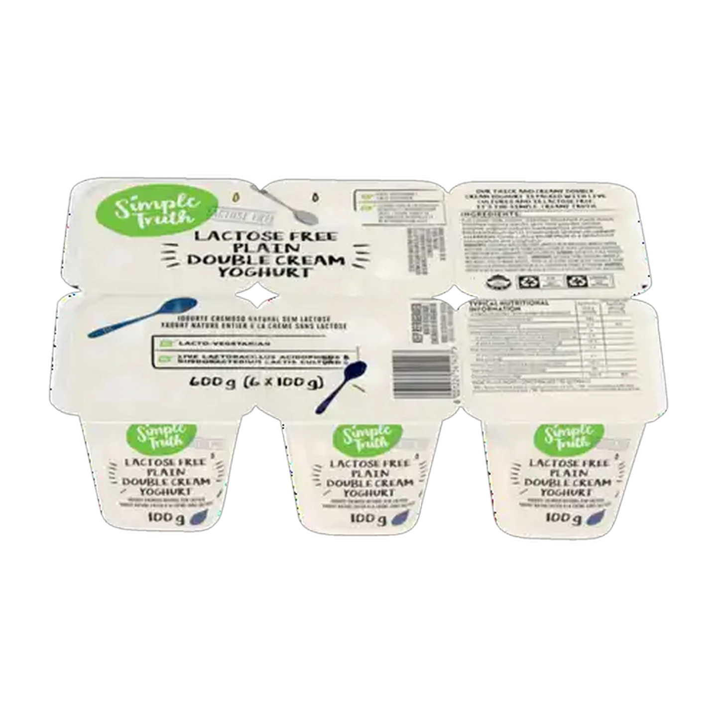 Image of Simple Truth Lactose-Free Plain Double Cream Yoghurt 6 x 100g