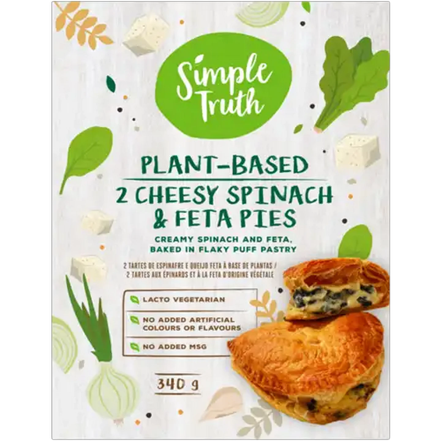 Image of Simple Truth Frozen Plant-Based Cheesy Spinach & Feta Pies 340g