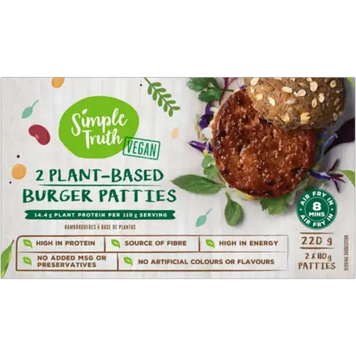 Image of Simple Truth Frozen Plant-Based Burger Patties 2 x 110g