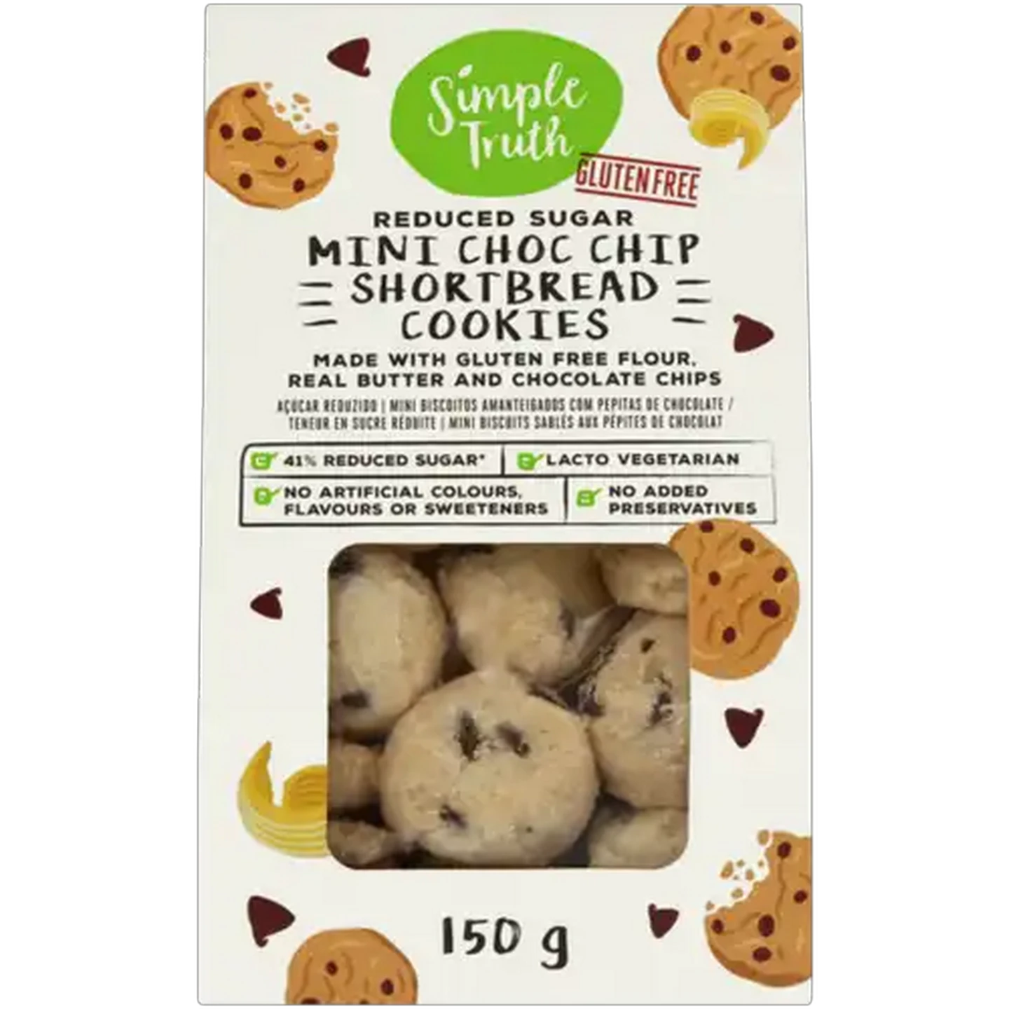 Image of Simple Truth Gluten Free Mini Choc Chip Shortbread Cookies 150g