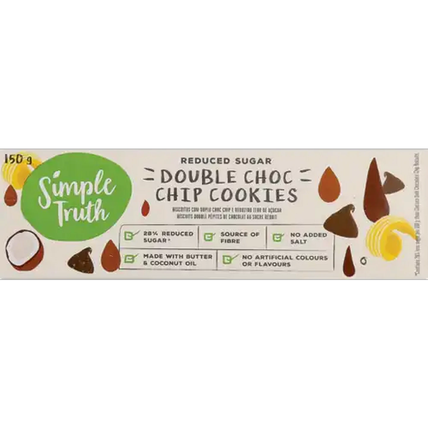 Image of Simple Truth Reduced Sugar Double Choc Chip Cookies 150g