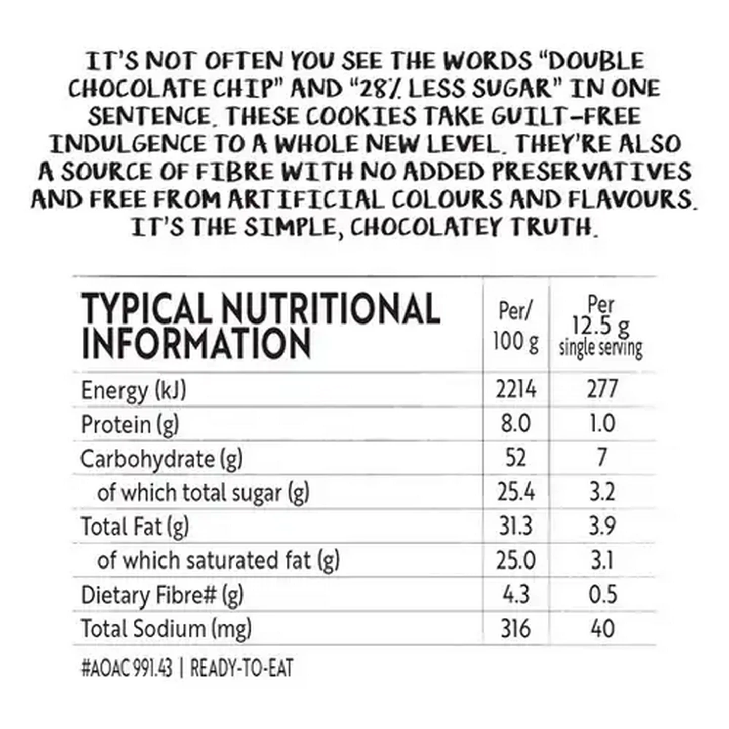 Image of Simple Truth Reduced Sugar Double Choc Chip Cookies 150g
