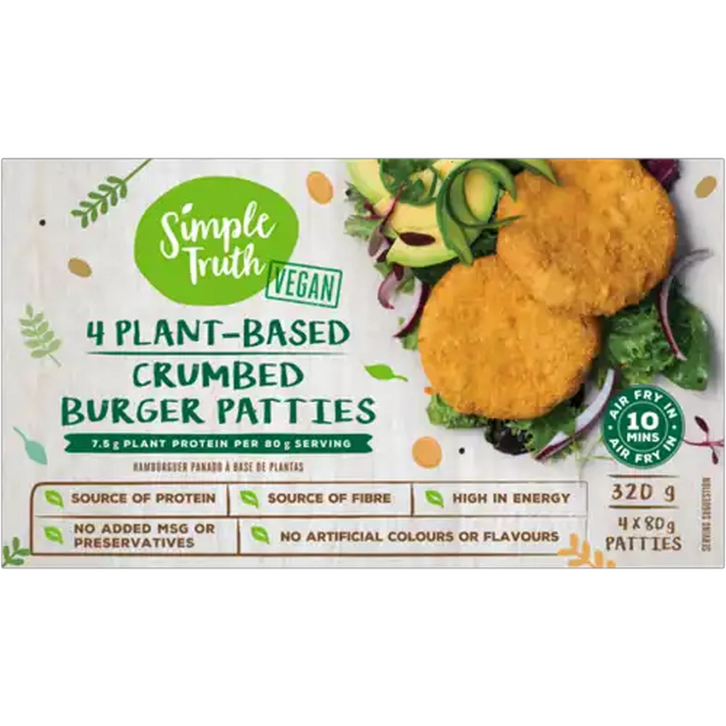 Image of Simple Truth Frozen Plant-Based Crumbed Burger Patties 4 x 80g