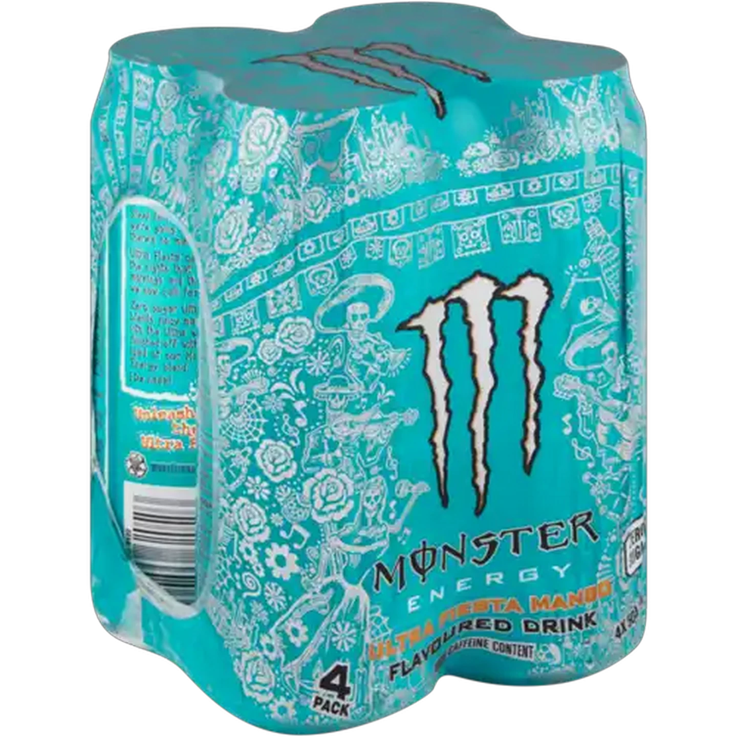Image of Monster Ultra Fiesta Mango Flavoured Zero Sugar Energy Drink 4 x 500ml