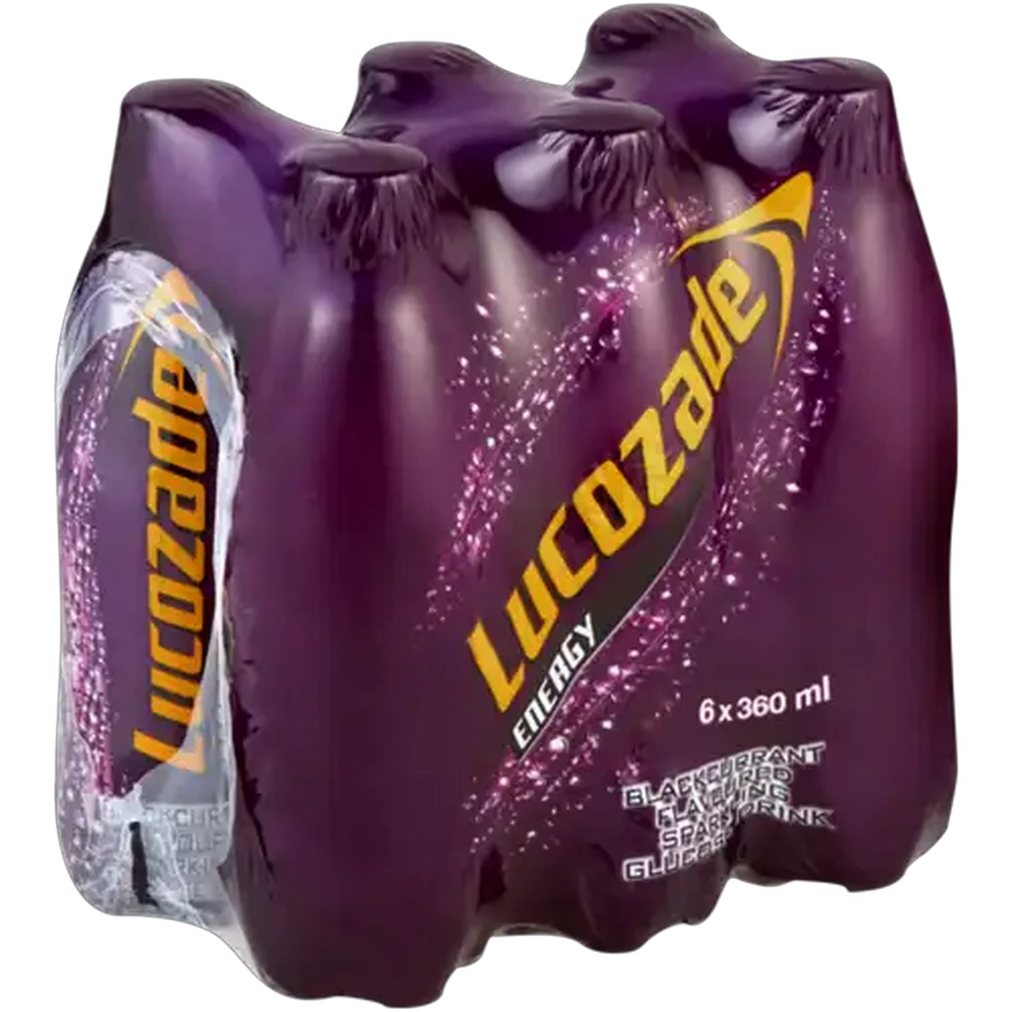Image of Lucozade Blackcurrant Flavoured Sparkling Glucose Drink 6 x 360ml