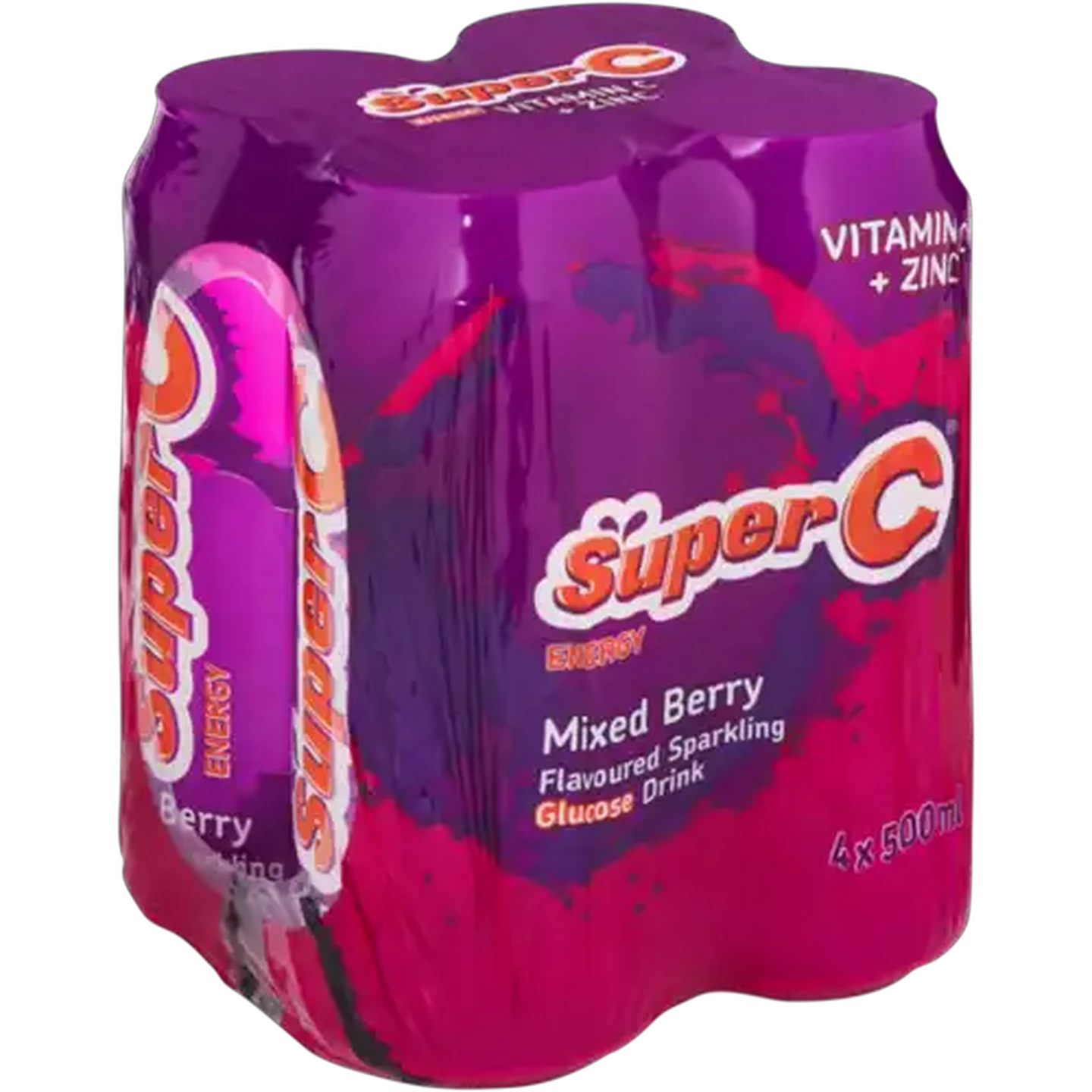 Image of Super C Mixed Berry Flavoured Sparkling Glucose Drink 4 x 500ml