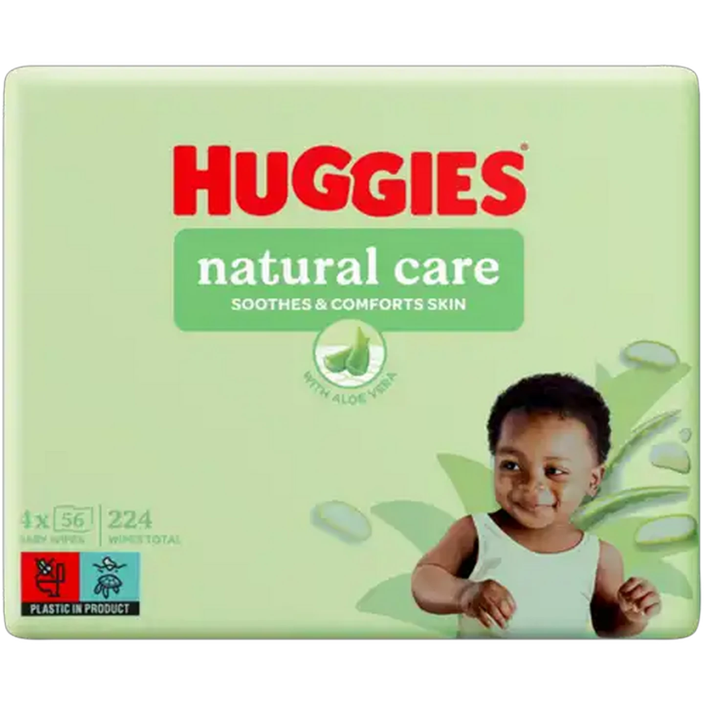 Image of Huggies Natural Care Baby Wipes 4 x 56 Pack