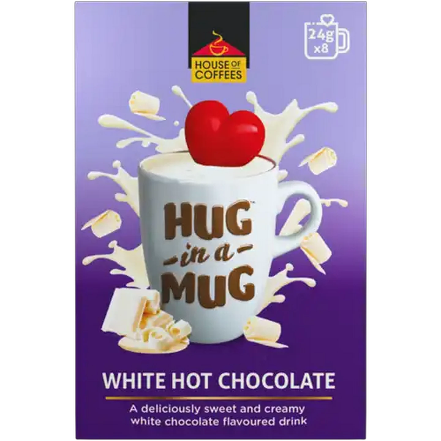 Image of House of Coffees HUG in a MUG White Hot Chocolate 8 x 24g