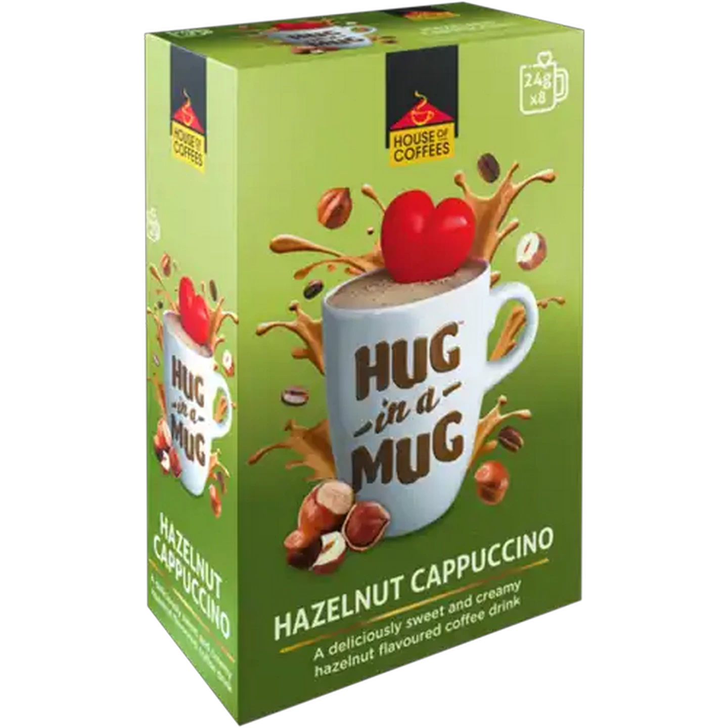 Image of House of Coffees HUG in a MUG Hazelnut Flavoured Cappuccino 8 x 24g