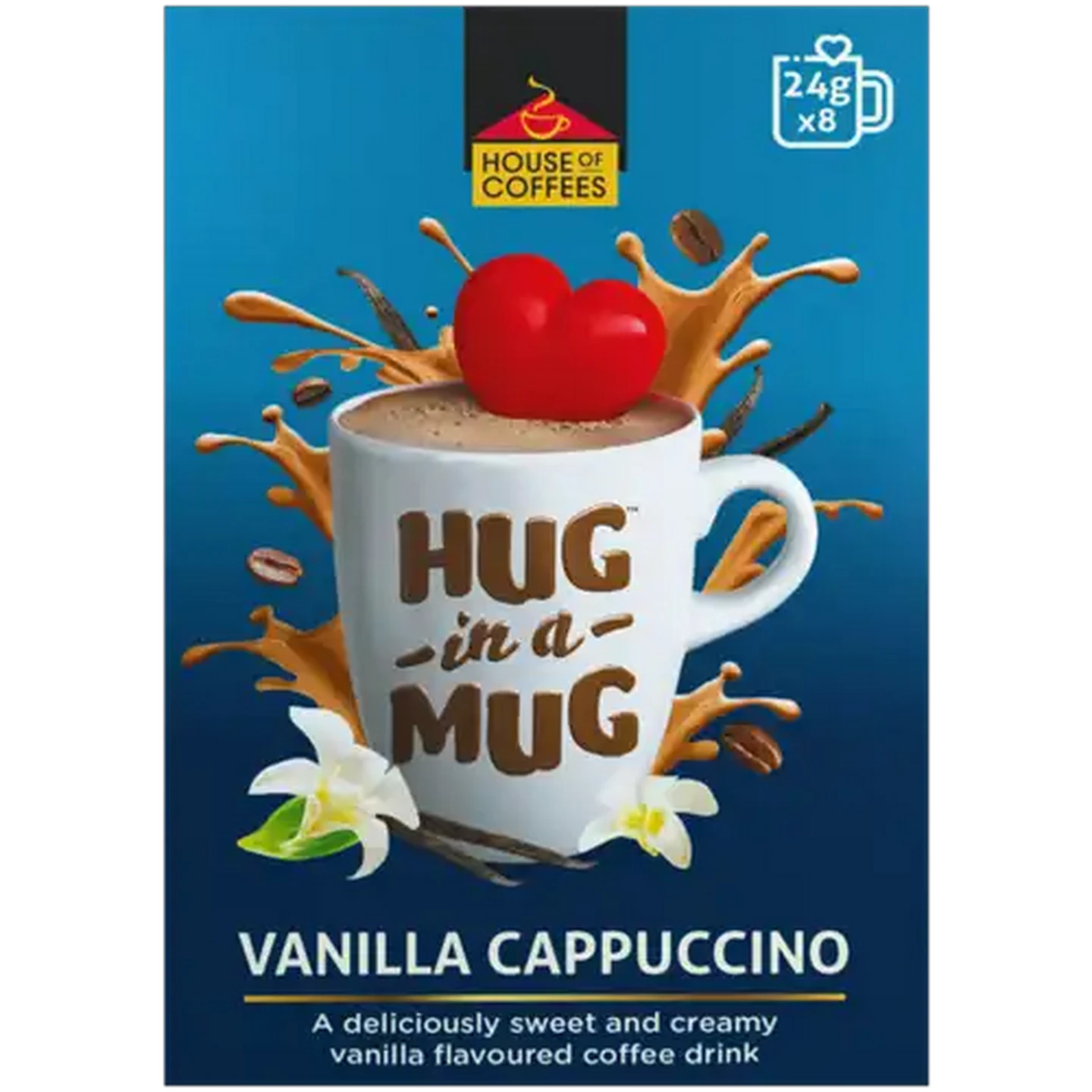 Image of House of Coffees HUG in a MUG Vanilla Flavoured Cappuccino 8 x 24g