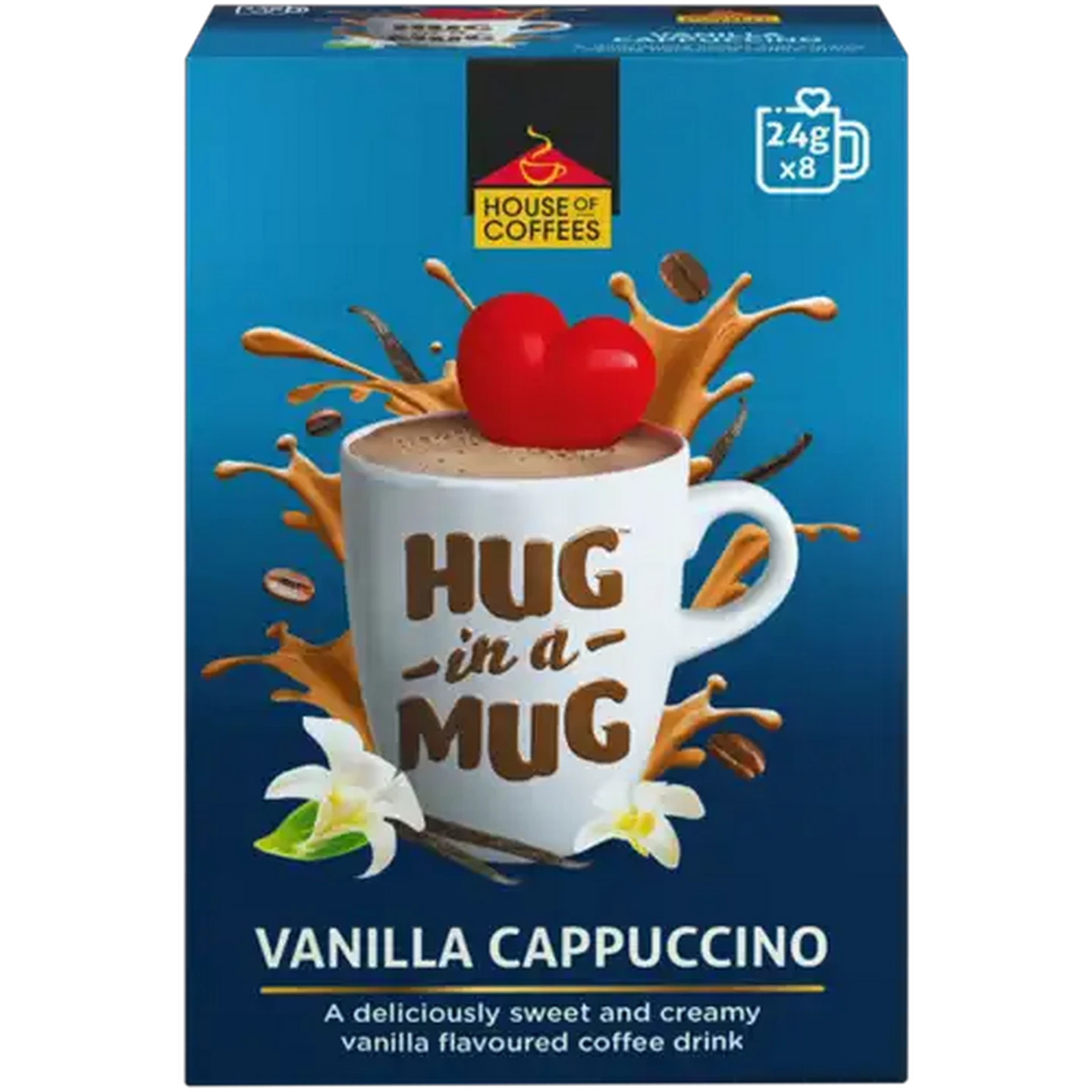 Image of House of Coffees HUG in a MUG Vanilla Flavoured Cappuccino 8 x 24g