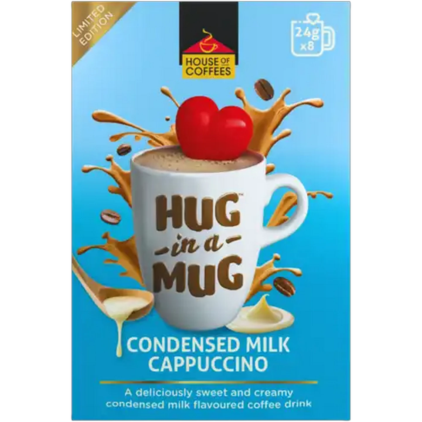 Image of House of Coffees HUG in a MUG Condensed Milk Limited Edition Cappuccino 8 x 24g