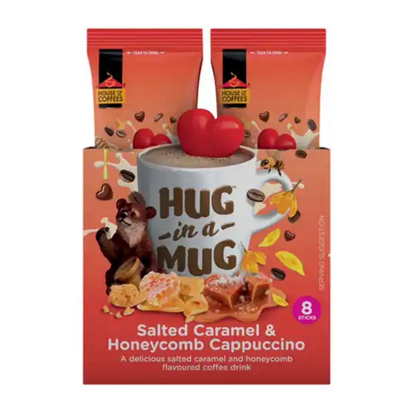 Image of House of Coffees HUG in a MUG Salted Caramel & Honeycomb Cappuccino 8 x 24g