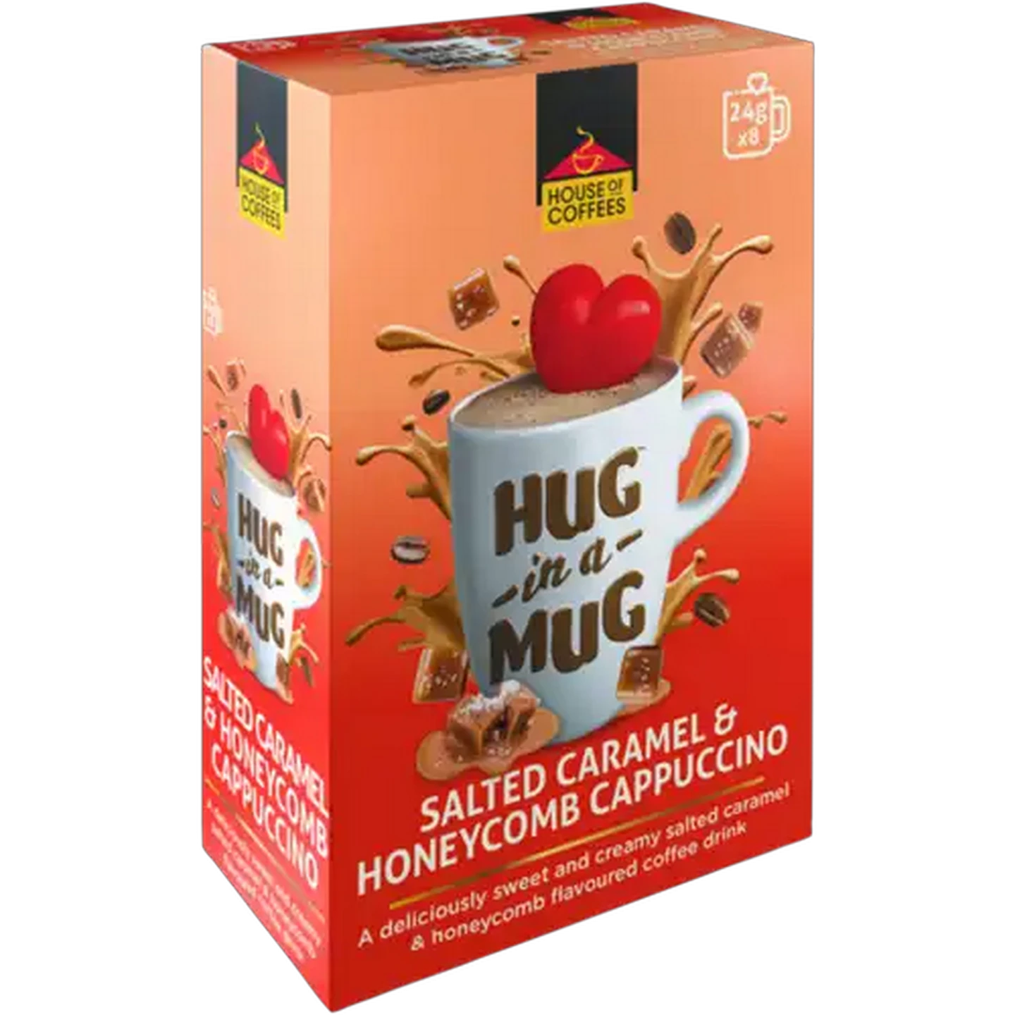 Image of House of Coffees HUG in a MUG Salted Caramel & Honeycomb Cappuccino 8 x 24g
