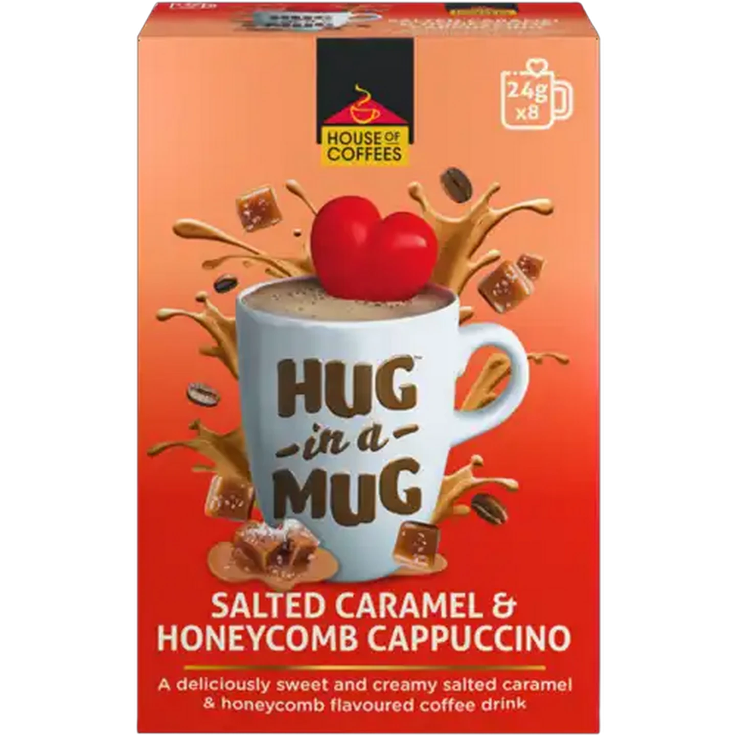Image of House of Coffees HUG in a MUG Salted Caramel & Honeycomb Cappuccino 8 x 24g