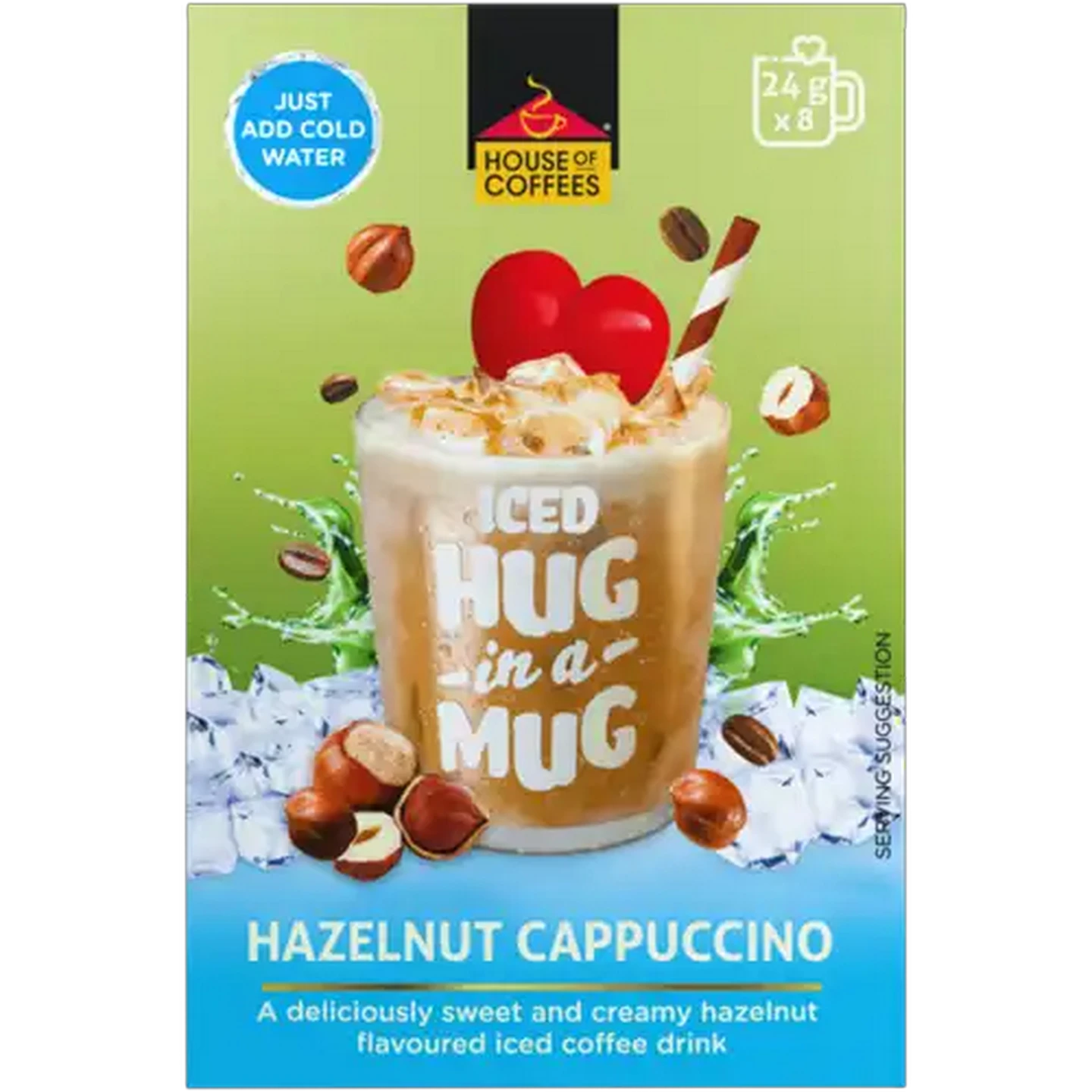 Image of House of Coffees HUG in a MUG Hazelnut Iced Cappuccino 8 x 24g