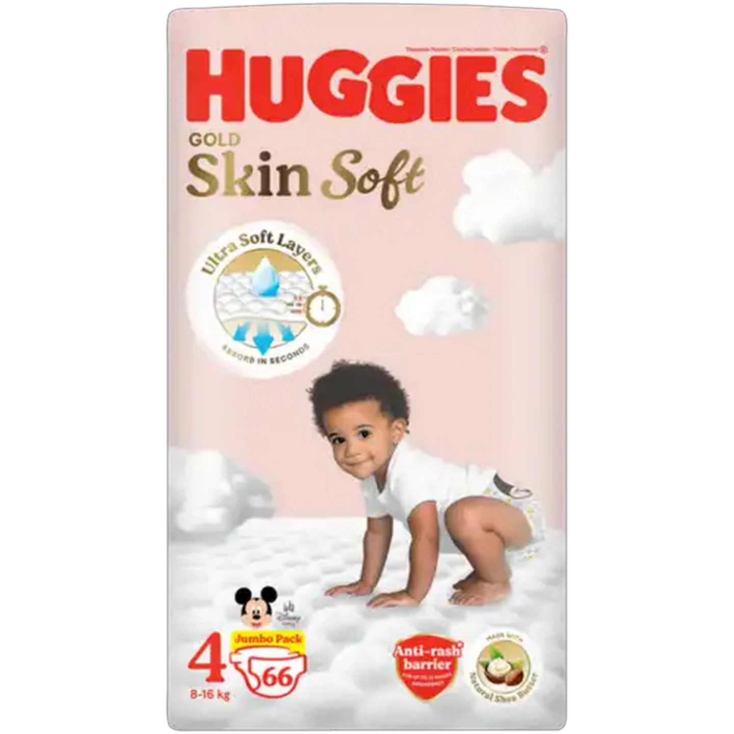 Image of Huggies Gold Skin Soft Size 4 Disposable Nappies 66 Pack