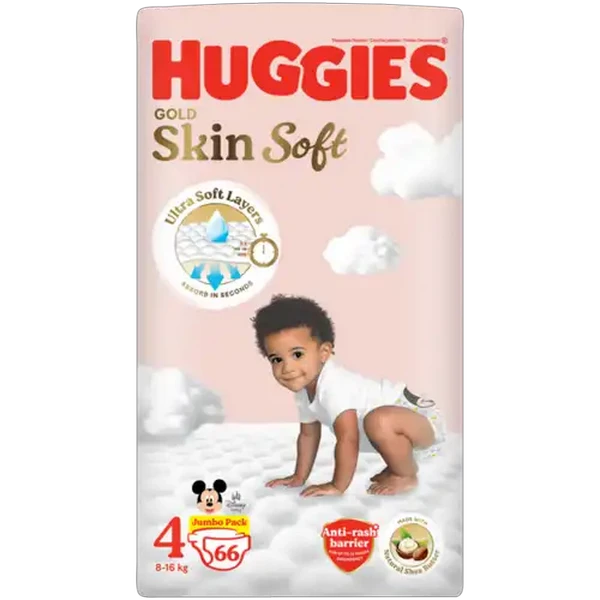 Huggies Gold Skin Soft Size 4 Disposable Nappies 66 Pack