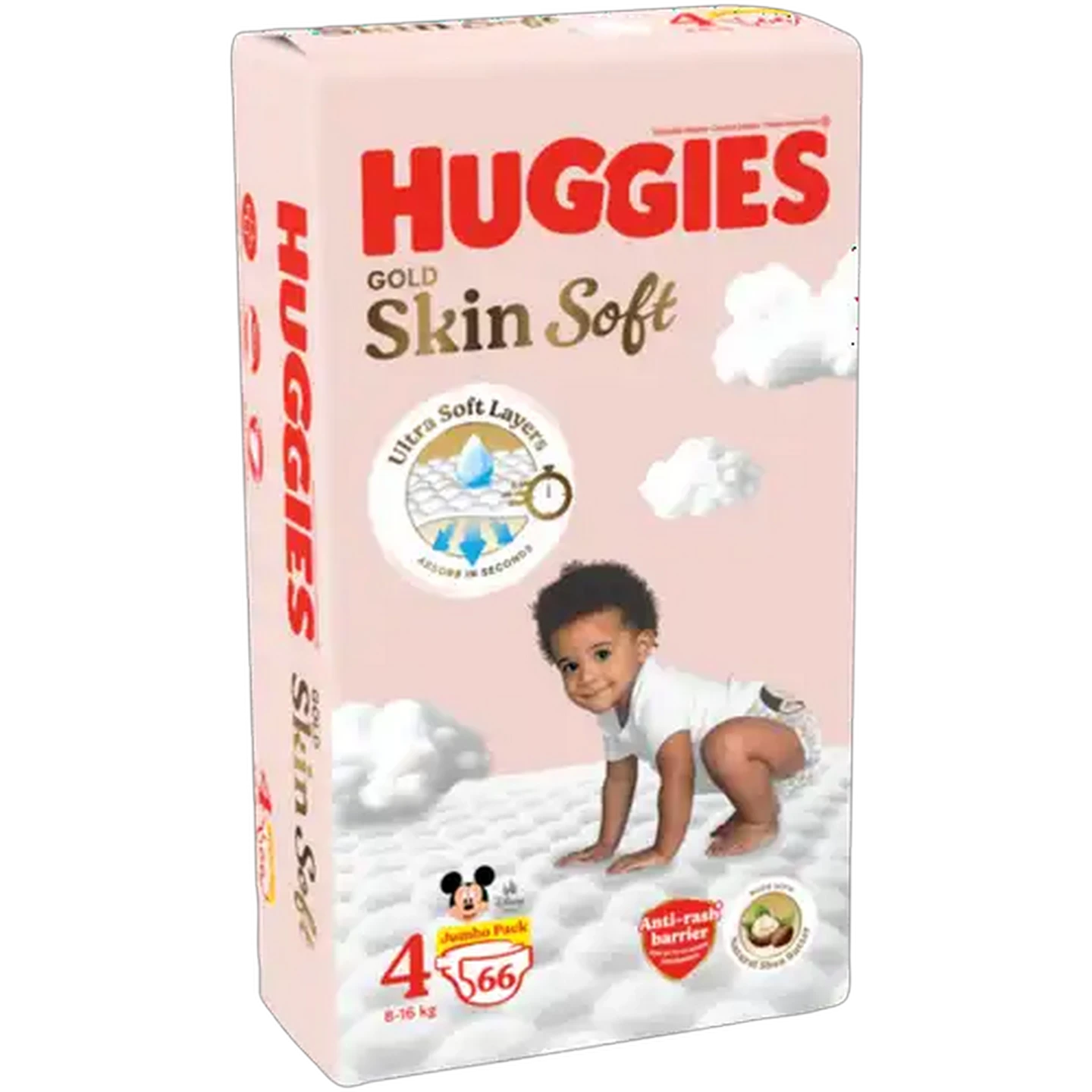Image of Huggies Gold Skin Soft Size 4 Disposable Nappies 66 Pack