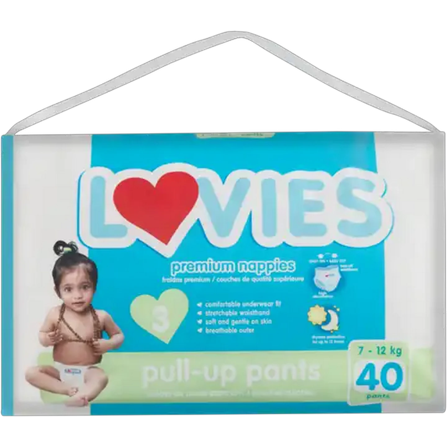 Image of Lovies Premium Pull-Up Pants Size 3 7-12kg Nappies 40 Pack