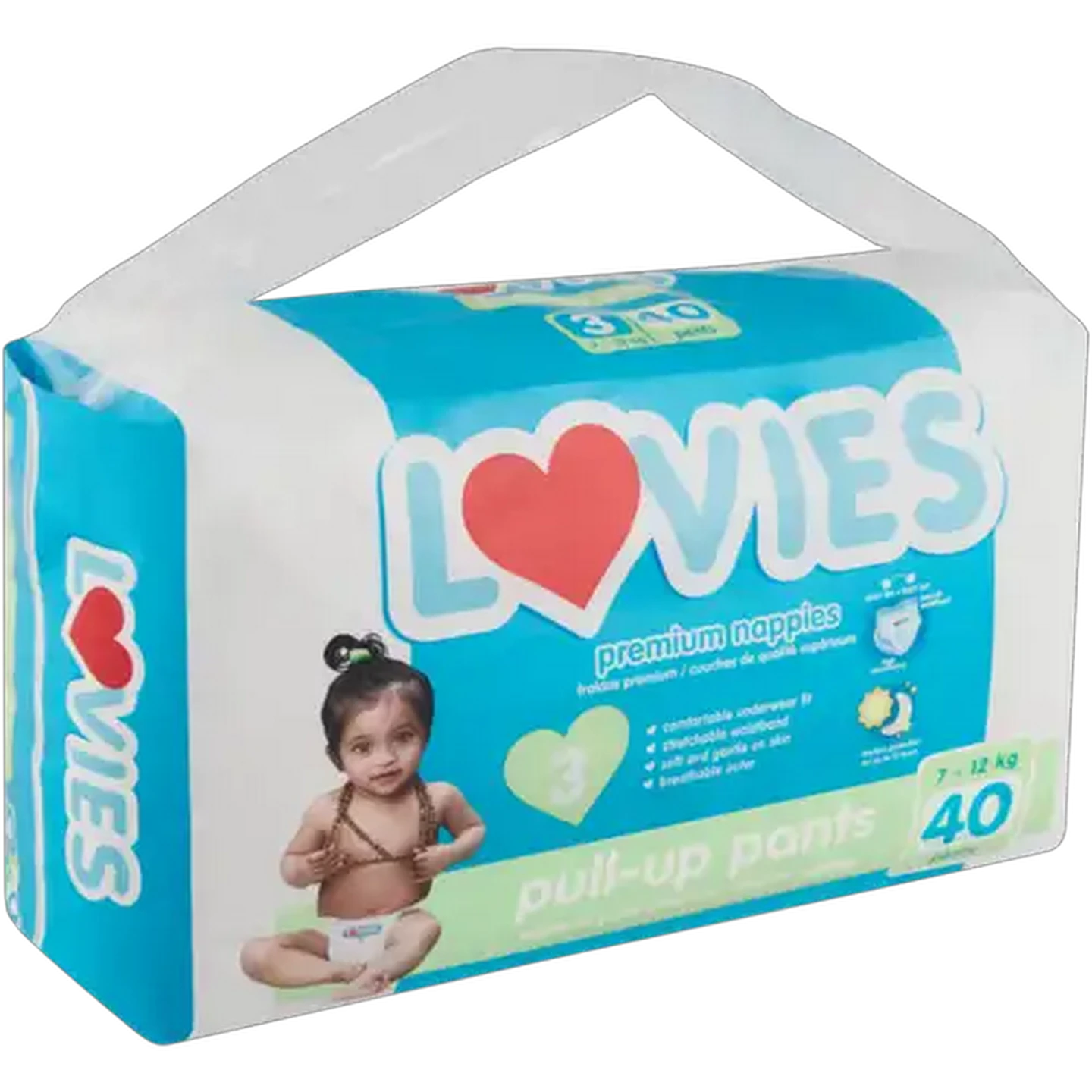 Image of Lovies Premium Pull-Up Pants Size 3 7-12kg Nappies 40 Pack