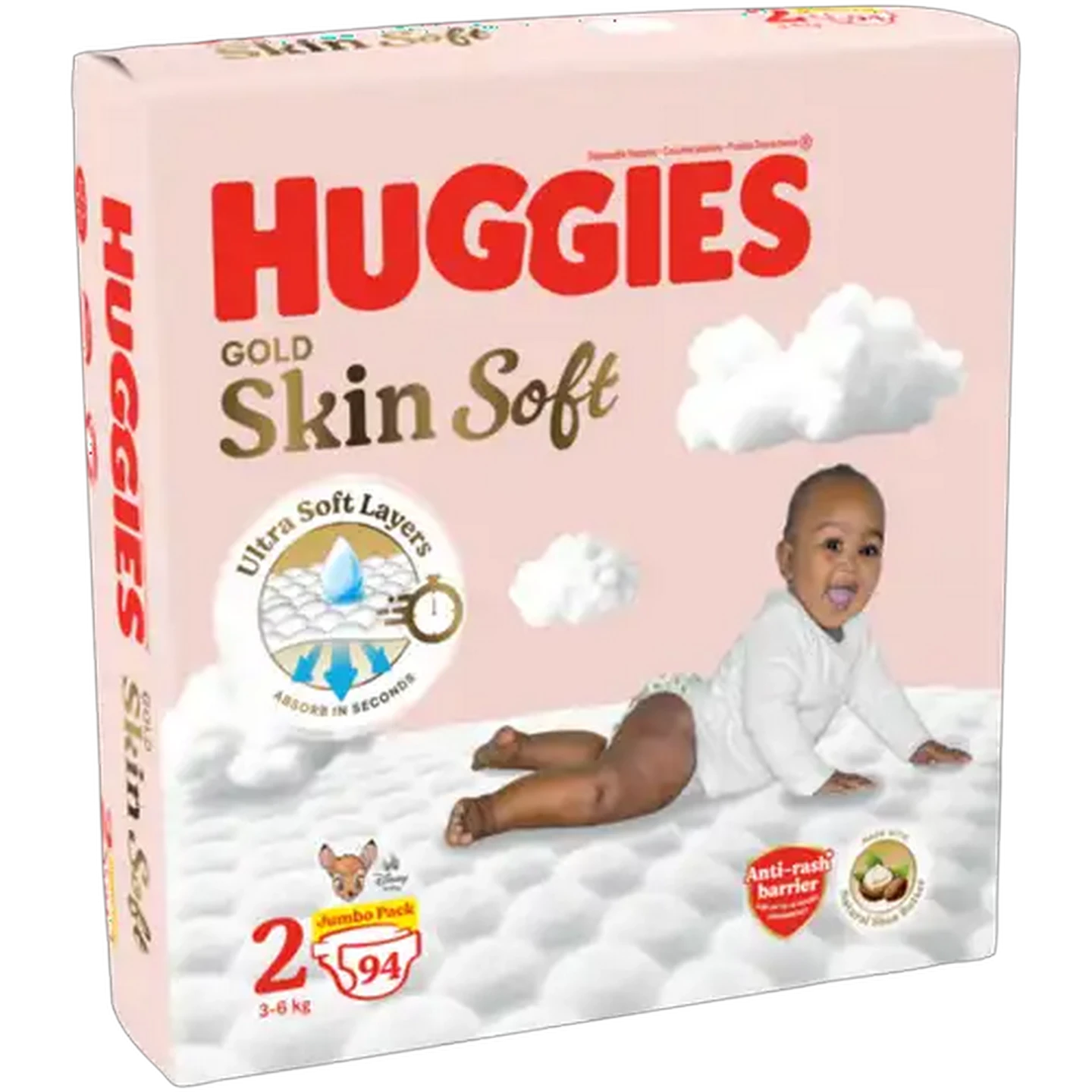 Image of Huggies Gold Skin Soft Size 2 Disposable Nappies 94 Pack